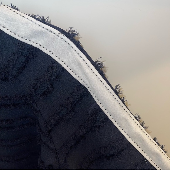 Zara Fringe Long Sleeve Black and White Top Small - Picture 4 of 5